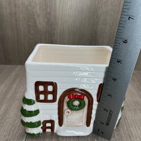 The Cooks Bazaar Vtg Ceramic Cookie Box Santa House Christmas Collectible White - Picture 8 of 12